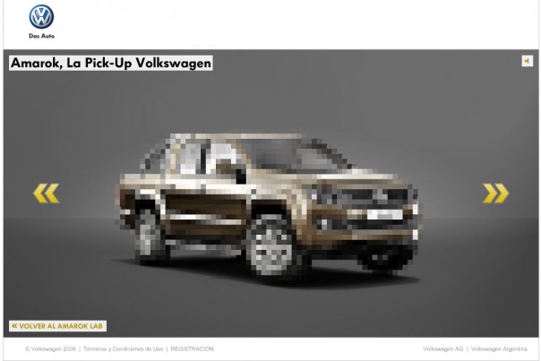 A Amarok no site da Volkswagen